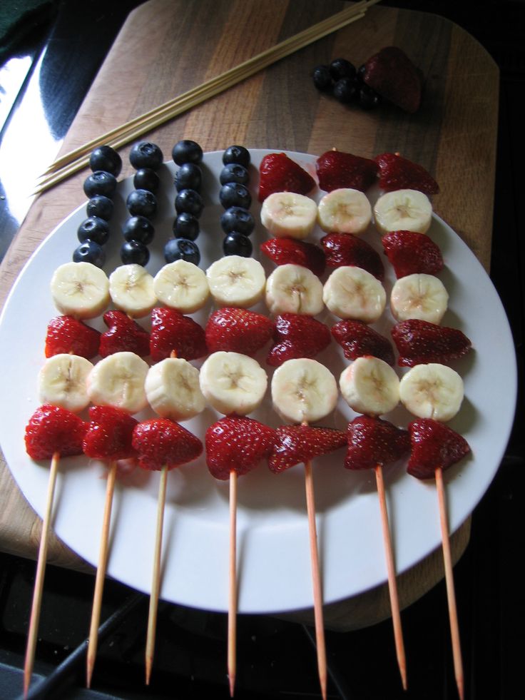flag fruit skewers for 4th of July
