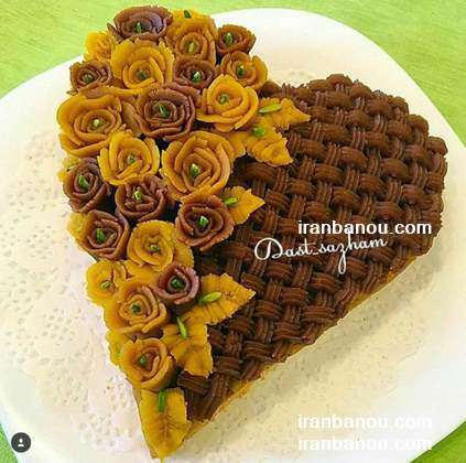 تزیین ساده حلوا,تزیین حلوا به شکل گل رز
