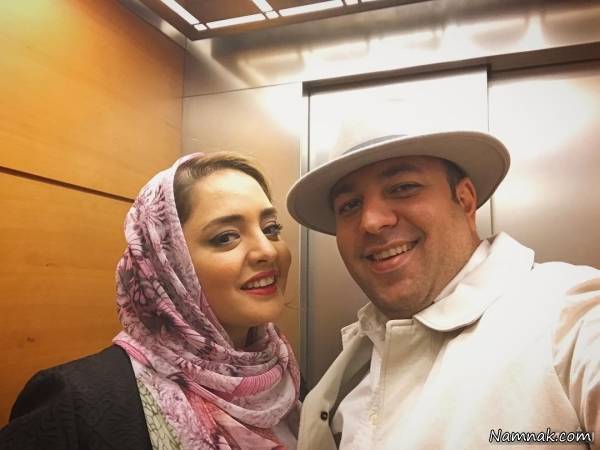 علی اوجی در کنار همسرش نرگس محمدی علی اوجی