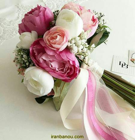 تاج عروس با گل مریم دسته گل رز عروس