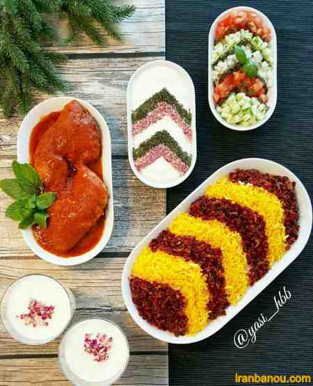تزیین سفره شام روی میز تزیین سفره شام روی زمین