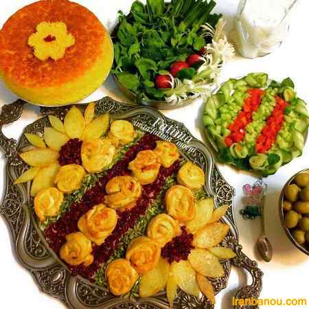 تزیین خورش و پلو مجلسی تزیین سفره مهمانی پاگشا