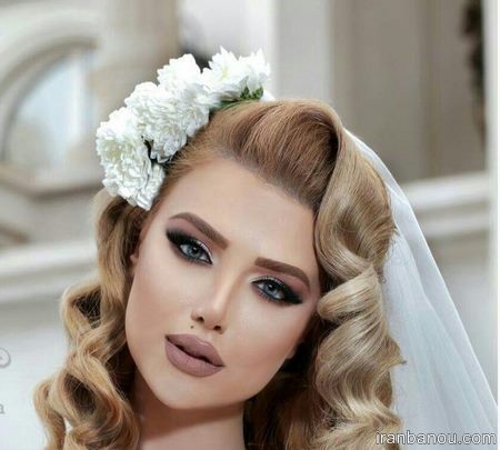 مدل مو عروس با تاج مدل میکاپ و شینیون عروس