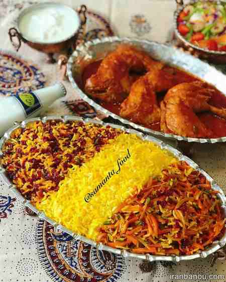 تزیین غذای ایرانی چیدن سفره شام روی زمین