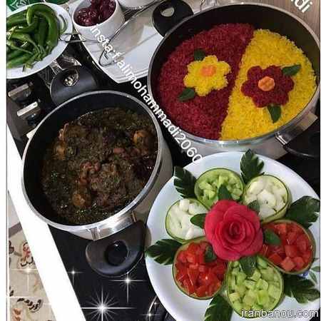 تزیین پلو در دیس تزیین پلو سفید