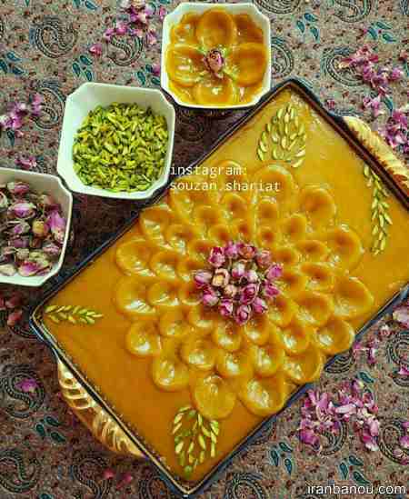 تزیین حلوا به شکل گل رز تزیین حلوا با چنگال