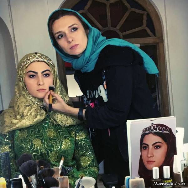 مریم مومن بازیگر نقش فخرالزمان در اتاق گریم بازیگر نقش فخرالزمان