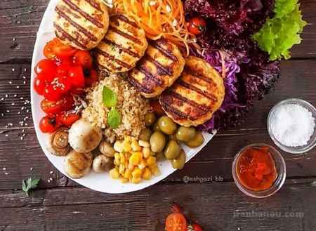 طرز تهیه مرغ برگر سبزیجات